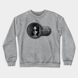 Lost on U Sad girl Black and Grey Crewneck Sweatshirt